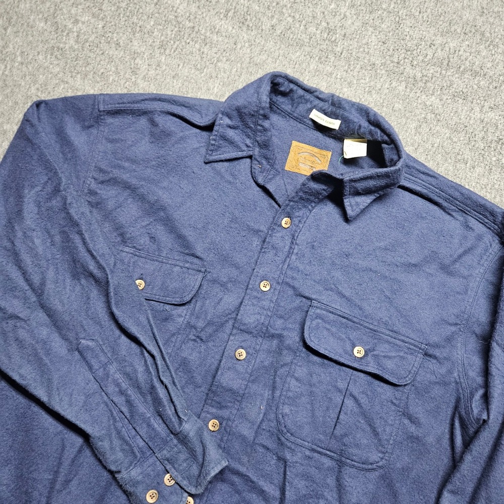 St. John's Bay Button Down Mens Large Blue Heavyweight Chamois Cloth Shirt